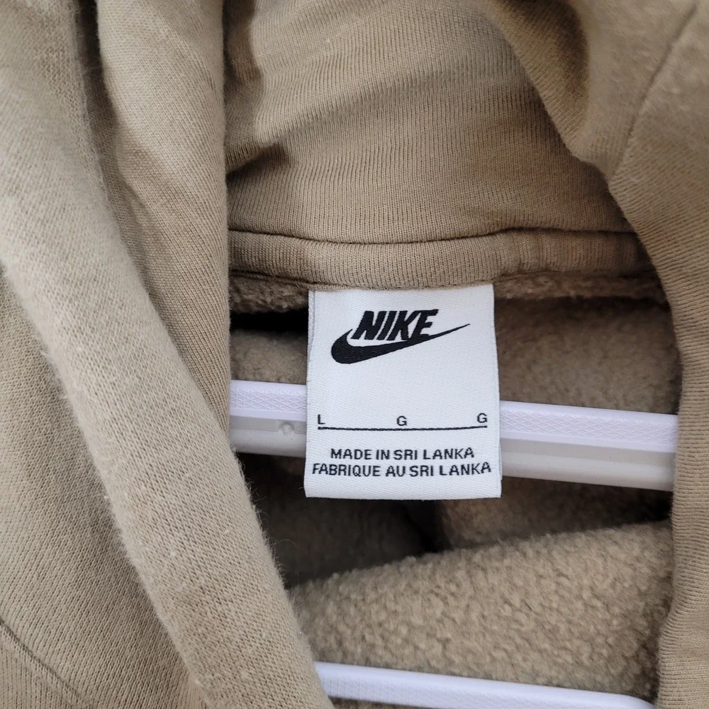 Nike Mens Sportswear Club Fleece Hoodie Khaki Tan Brown Pullover‎ Large